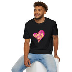 Pink Zebra Heart Unisex T-Shirt, Custom Love Shirt, Casual Wear, Gift for Her, Trendy Summer Tee