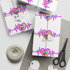 Colorful Heartbeat Gift Wrapping Paper Sheets - Perfect for Celebrations & Special Occasions