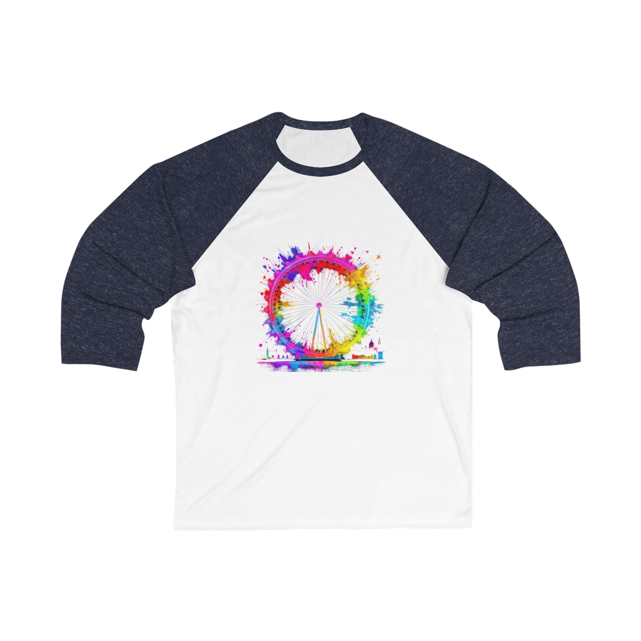 Colorful Ferris Wheel Baseball Tee - Fun Casual Shirt for Festivals, Summer Events, Gifts for Friends, Outdoor Adventures, Unisex Style