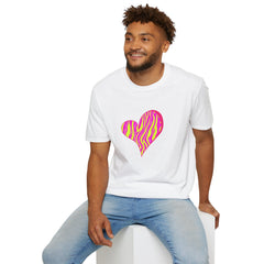 Pink Zebra Heart Unisex T-Shirt, Custom Love Shirt, Casual Wear, Gift for Her, Trendy Summer Tee
