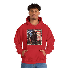 Western Cowboy Hoodie - Unisex Heavy Blend Sweatshirt, American Flag Design, Fashion Statement, Gift for Him, Cozy Apparel