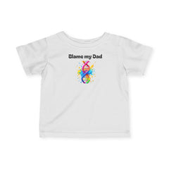 Colorful Baby Tee - 'Blame my Dad' Cute Infant Shirt, Trendy Toddler Top, Funny Baby Gift, Birthday Outfit, New Parent Shirt