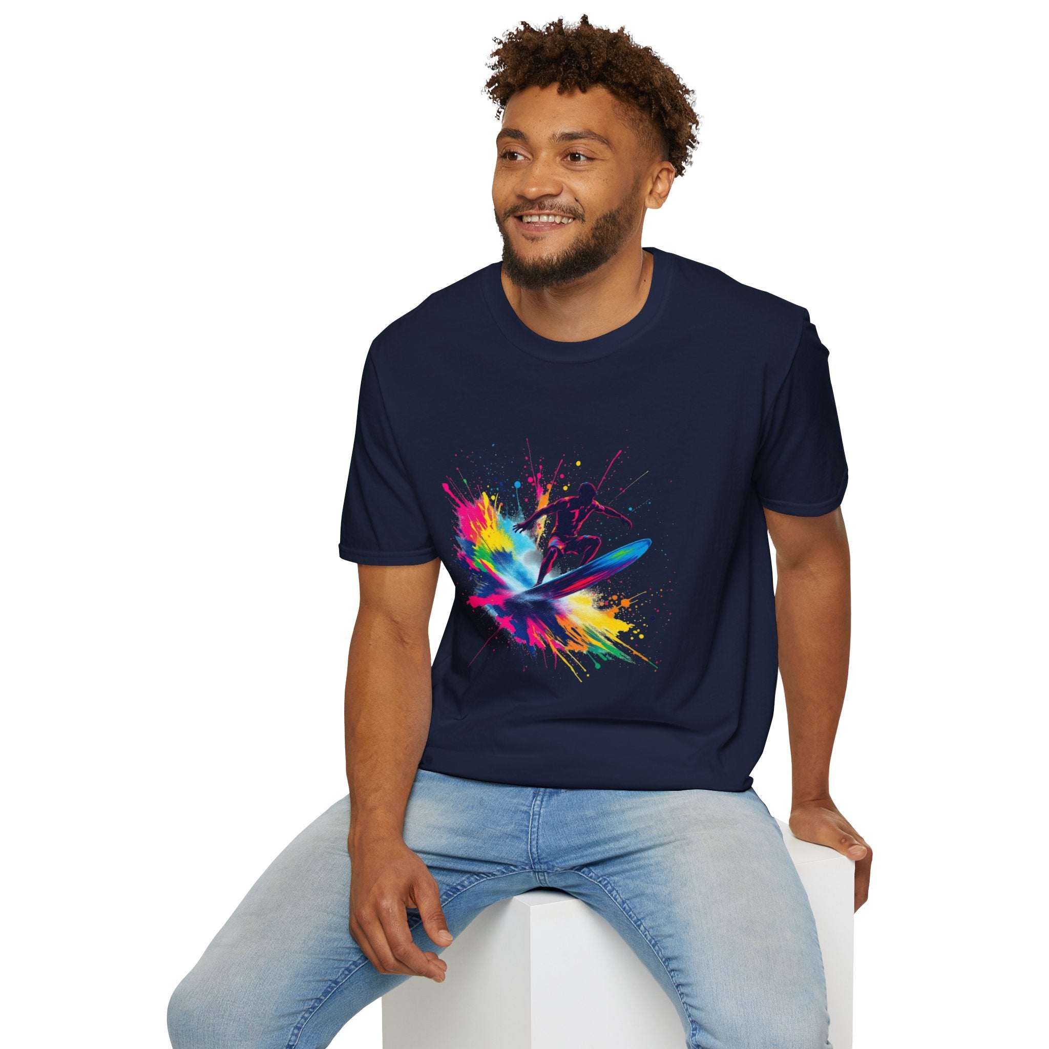 Colorful Surfing Unisex T-Shirt, Casual Beach Wear, Summer Vibes, Gift for Surfers, Beach Lovers, Graphic Tee