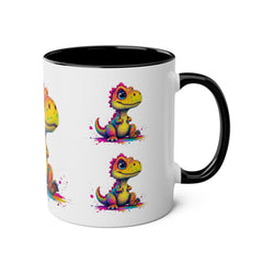 Colorful Dinosaur Two-Tone Coffee Mug - Cute 11oz Mug for Kids & Dino Lovers
