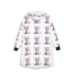 Cozy Cat Print Unisex Hooded Blanket - Perfect for Relaxing & Gifting