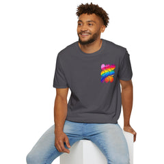 Vibrant Rainbow Softstyle T-Shirt, Unisex Pride Tee, LGBTQ+ Apparel, Colorful Casual Wear, Summer Festival Shirt