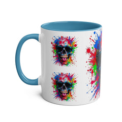Vibrant Skull Artwork Coffee Mug - 11oz Two-Tone Design for Fun Enthusiasts
