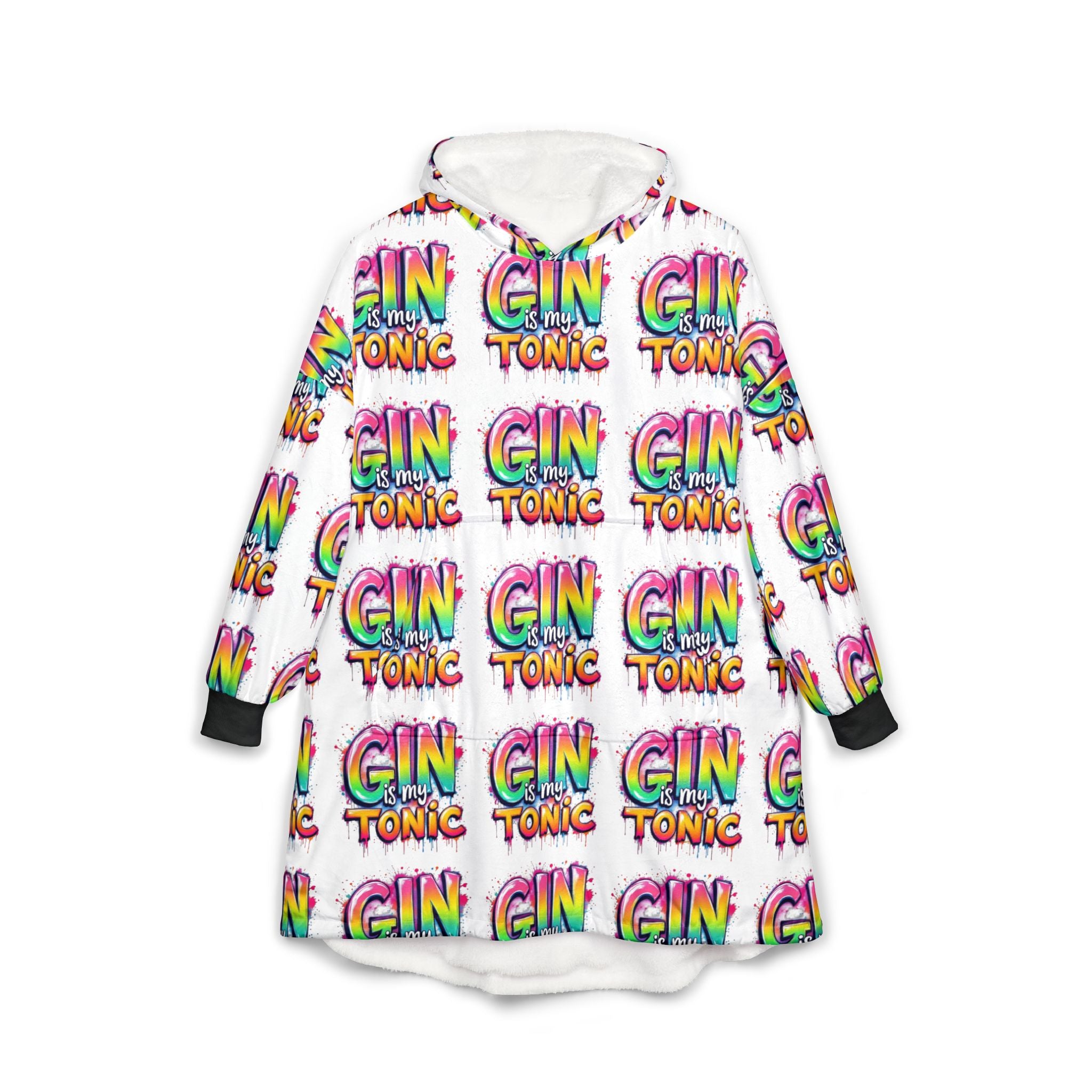 Colorful Gin & Tonic Unisex Hooded Blanket, Cozy Blanket for Cocktail Lovers, Fun Gift for Parties, Pajama Nights, Alcohol-Themed Apparel