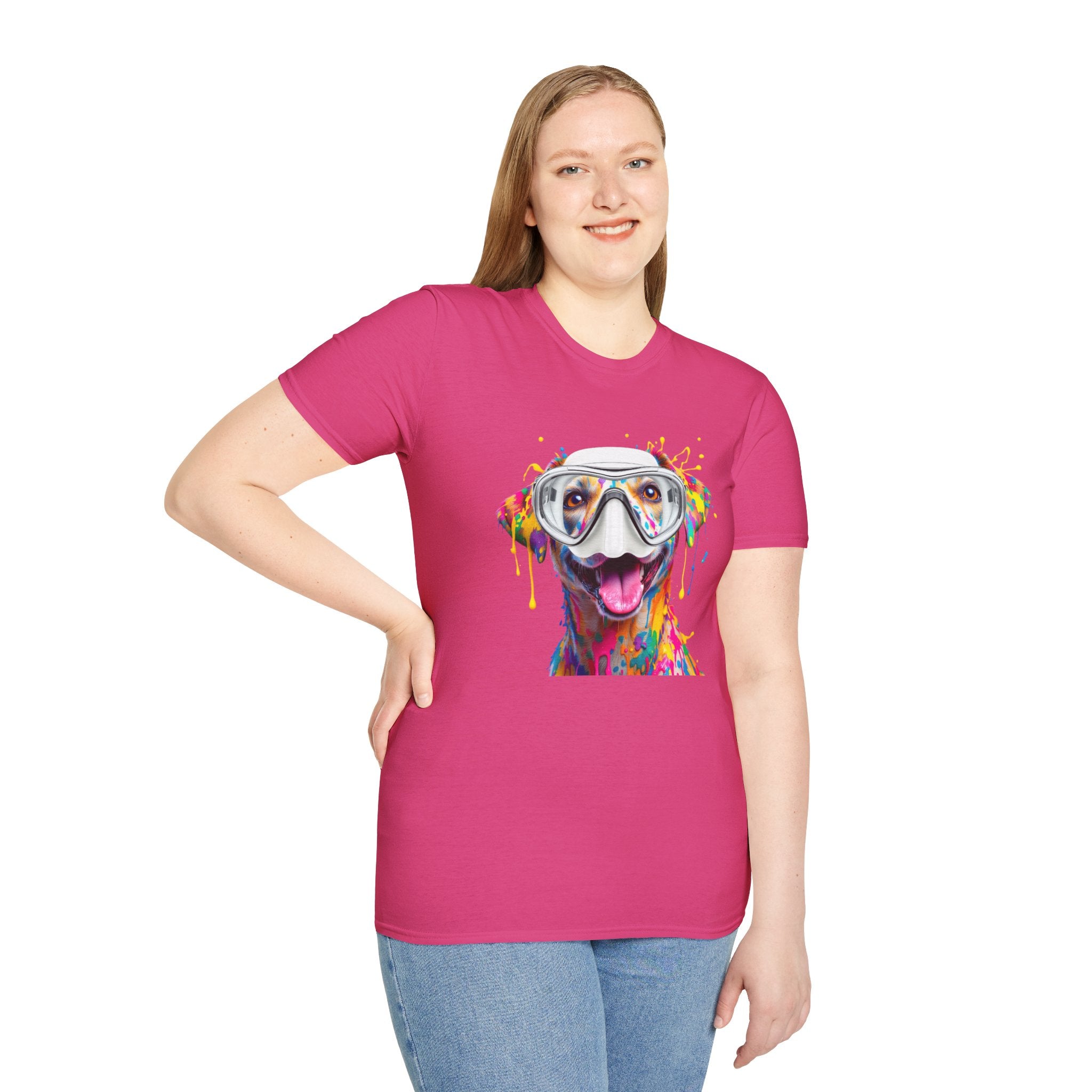 Vibrant Dog Art Unisex T-Shirt – Cute Pet Lover Gift, Animal Artwork Tee, Colorful Dog Graphic Top, Unique Gift for Dog Owners