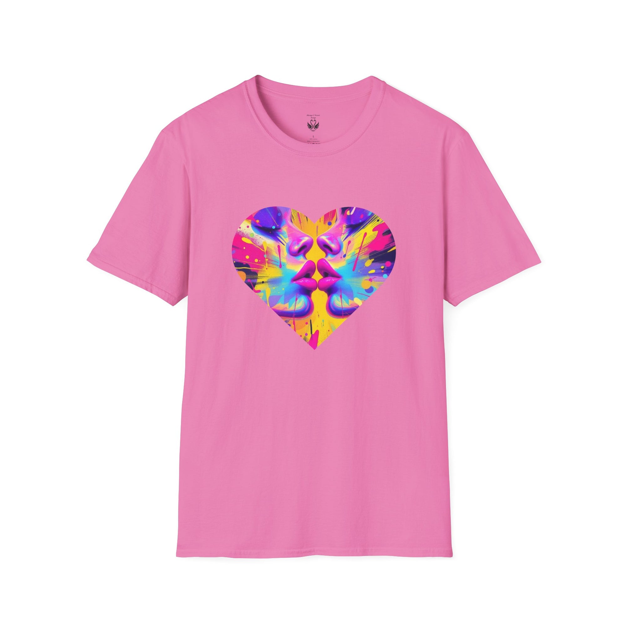 Vibrant Heart Art T-Shirt, Colorful Unisex Tee for Couples, Gift for Valentine's Day, Artistic Love Shirt, Casual Everyday Wear