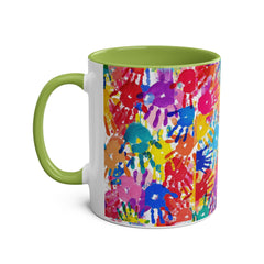 Vibrant Handprint Coffee Mug - 11oz Colorful Gift for Kids & Families
