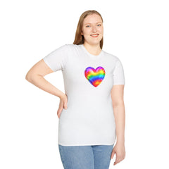 Rainbow Heart Unisex Softstyle T-Shirt, LGBTQ+ Pride Shirt, Colorful Heart Tee, Love Wins Tee, Gift for Him/Her