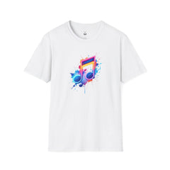 Musical Splash Unisex Softstyle T-Shirt | Gift for Music Lovers, Vibrant Art Tee, Trendy Music Shirt, Birthday Gift, Concert Wear