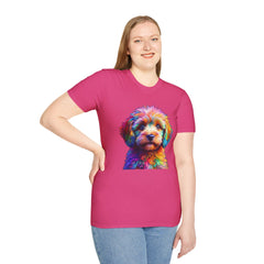 Colorful Puppy Art T-Shirt, Animal Lover Gift, Pet Owner Apparel, Fun Fashion for Dog Lovers, Unique Graphic Tee