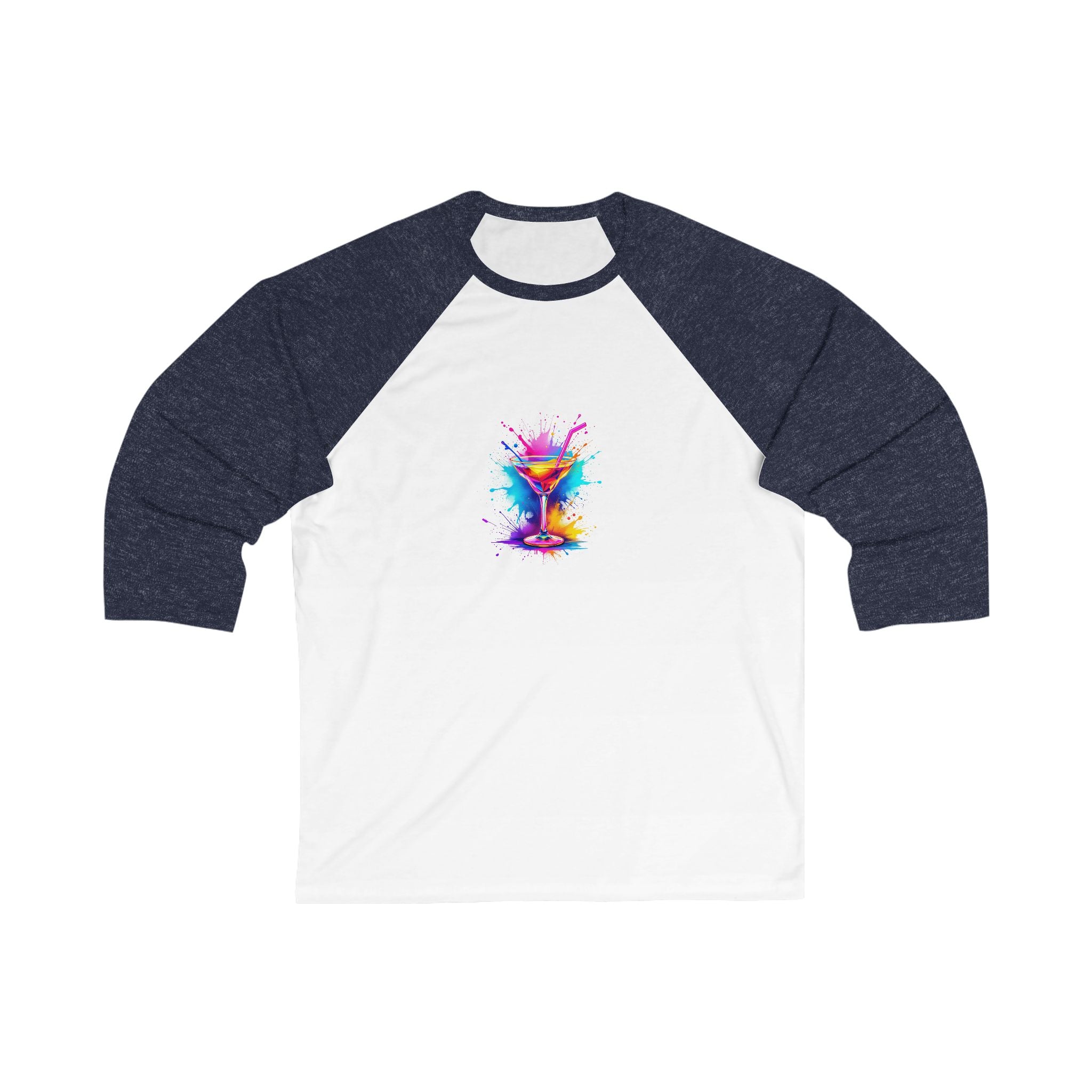 Colorful Splash Cocktail Baseball Tee, Fun Unisex Shirt, Bar Nights, Summer Parties, Drink Lover Gift, Casual Everyday Wear
