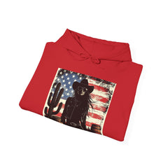 Western Cowboy Hoodie - Unisex Heavy Blend Sweatshirt, American Flag Design, Fashion Statement, Gift for Him, Cozy Apparel