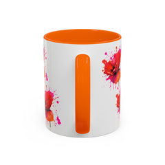 Vibrant Floral Accent Coffee Mug - Colorful Poppy Design - 11 & 15oz