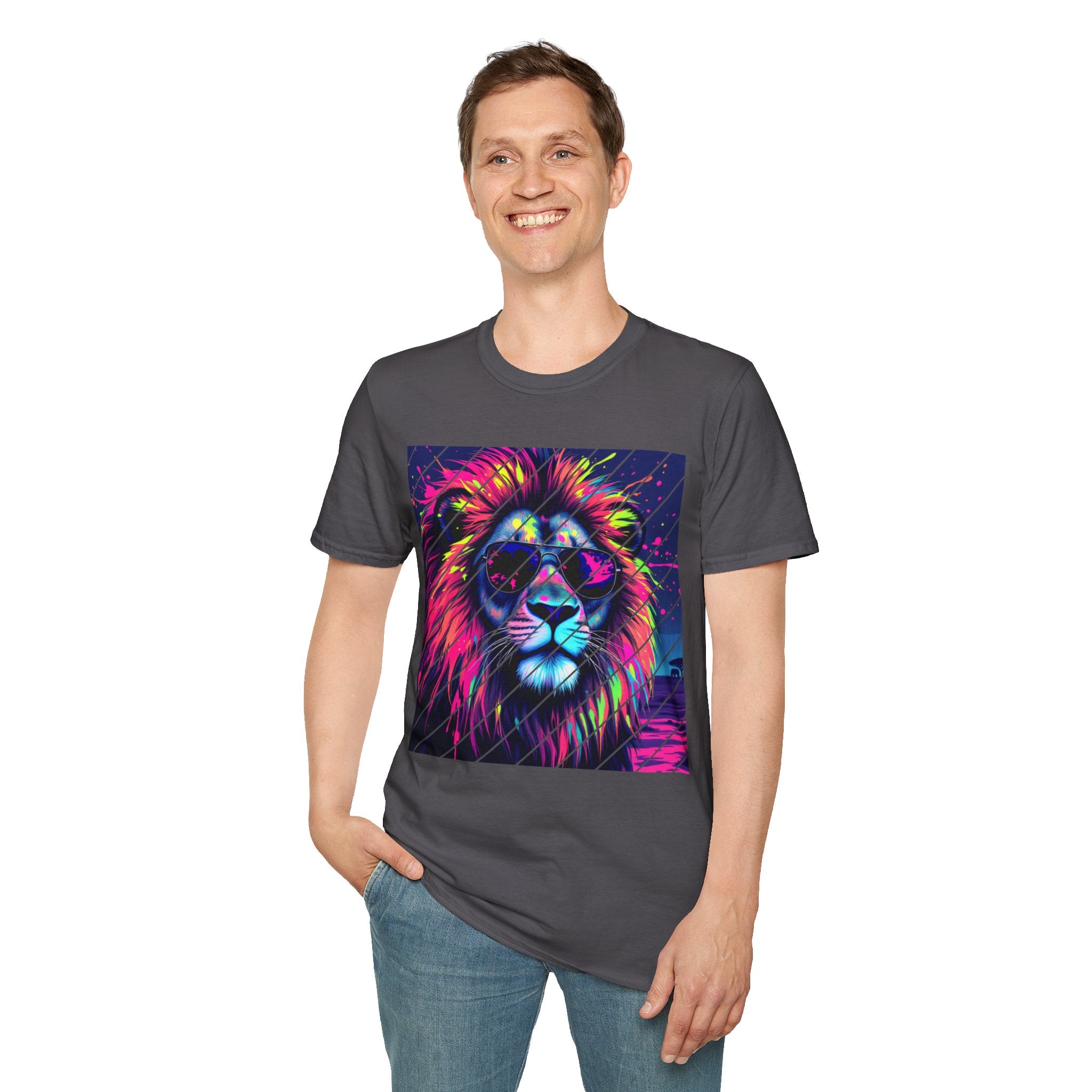Vibrant Lion Graphic T-Shirt, Colorful Unisex Tee, Gift for Animal Lovers, Trendy Casual Wear, Perfect for Birthdays and Celebrations