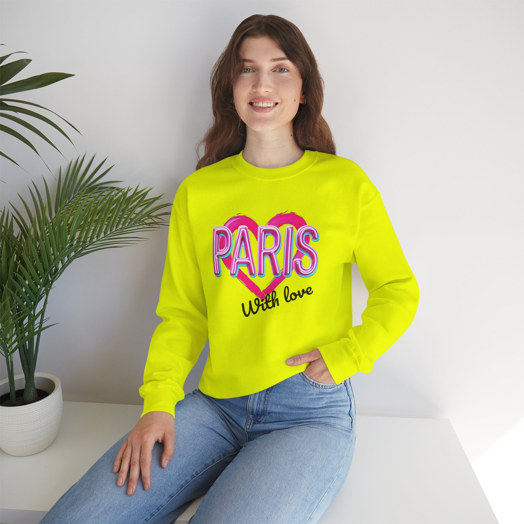 Paris Love Crewneck Sweatshirt, Gift for Her, Cozy Fashion, Travel Souvenir, Valentine's Day, Casual Style