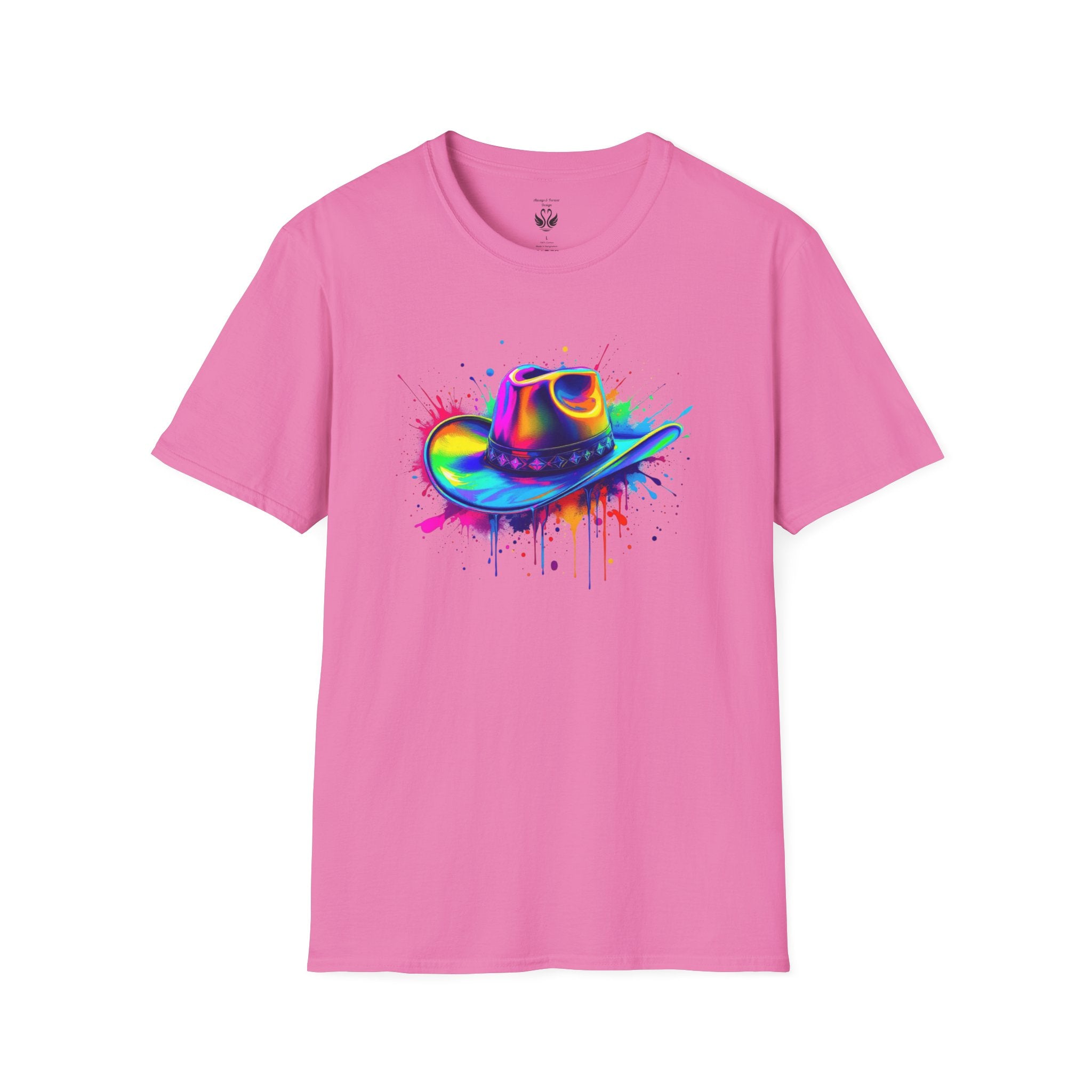 Colourful Cowboy Hat Unisex T-Shirt, Fun Graphic Tee, Festival Wear, Summer Celebration Shirt, LGBTQ Pride Apparel, Gift for Friends