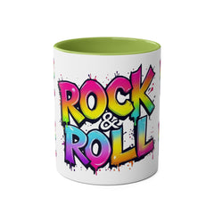 Colorful Rock & Roll Coffee Mug - 11oz Two-Tone Mug for Music Lovers