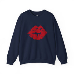 Romantic Lip Print Crewneck Sweatshirt | Perfect Gift for Her | Cozy Casual Wear, Valentine's Day, Birthday, Self-Care