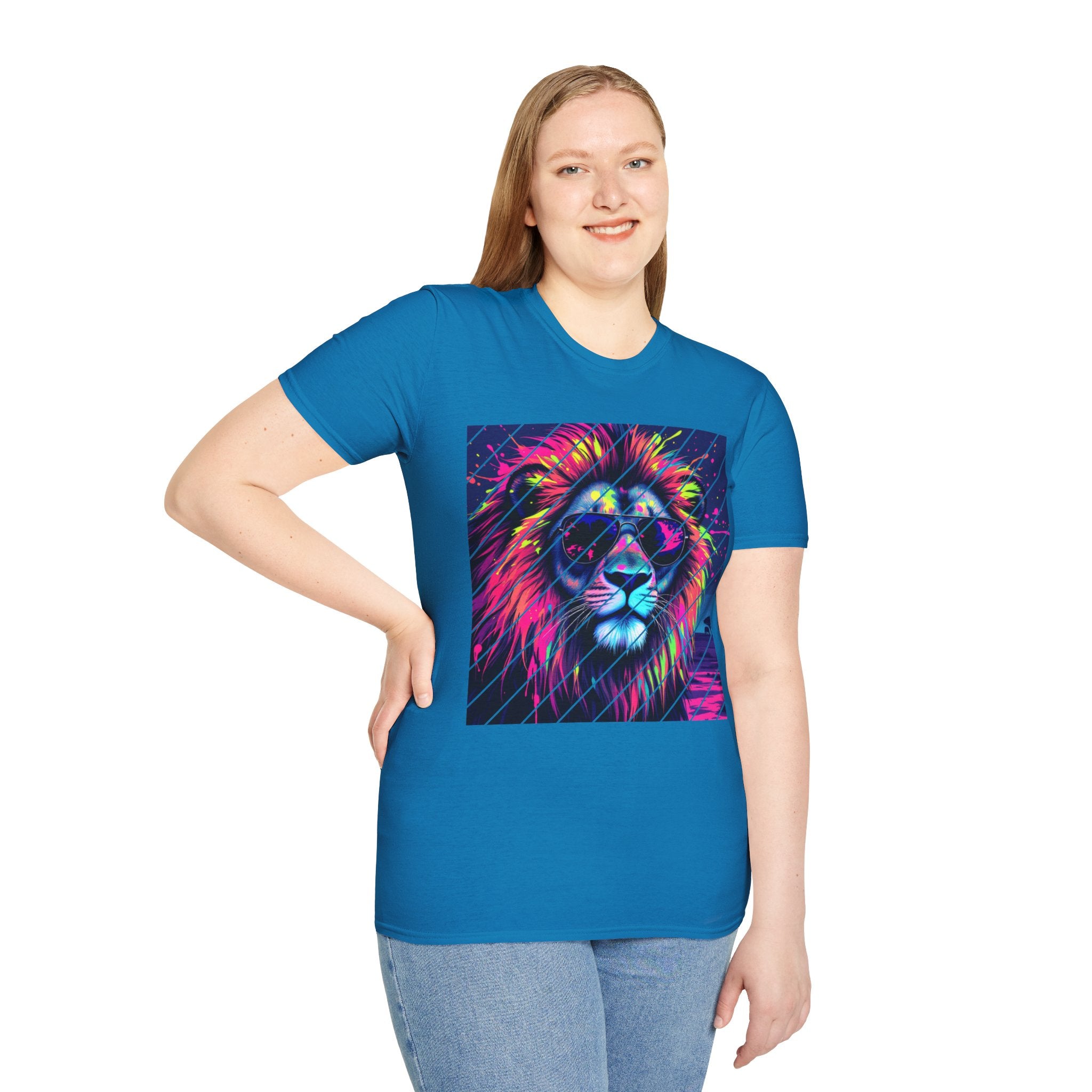 Vibrant Lion Graphic T-Shirt, Colorful Unisex Tee, Gift for Animal Lovers, Trendy Casual Wear, Perfect for Birthdays and Celebrations