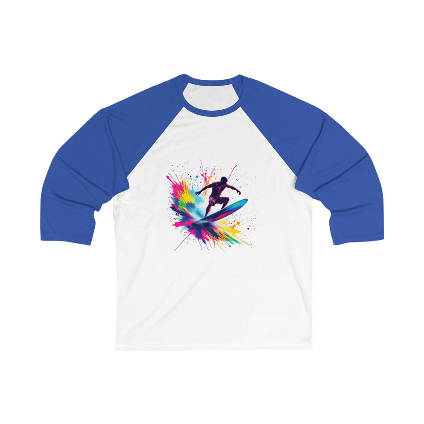 Colorful Surfing Unisex Baseball Tee | Graphic Surf Shirt, Beachwear, Summer Gift, Casual Style, Activewear