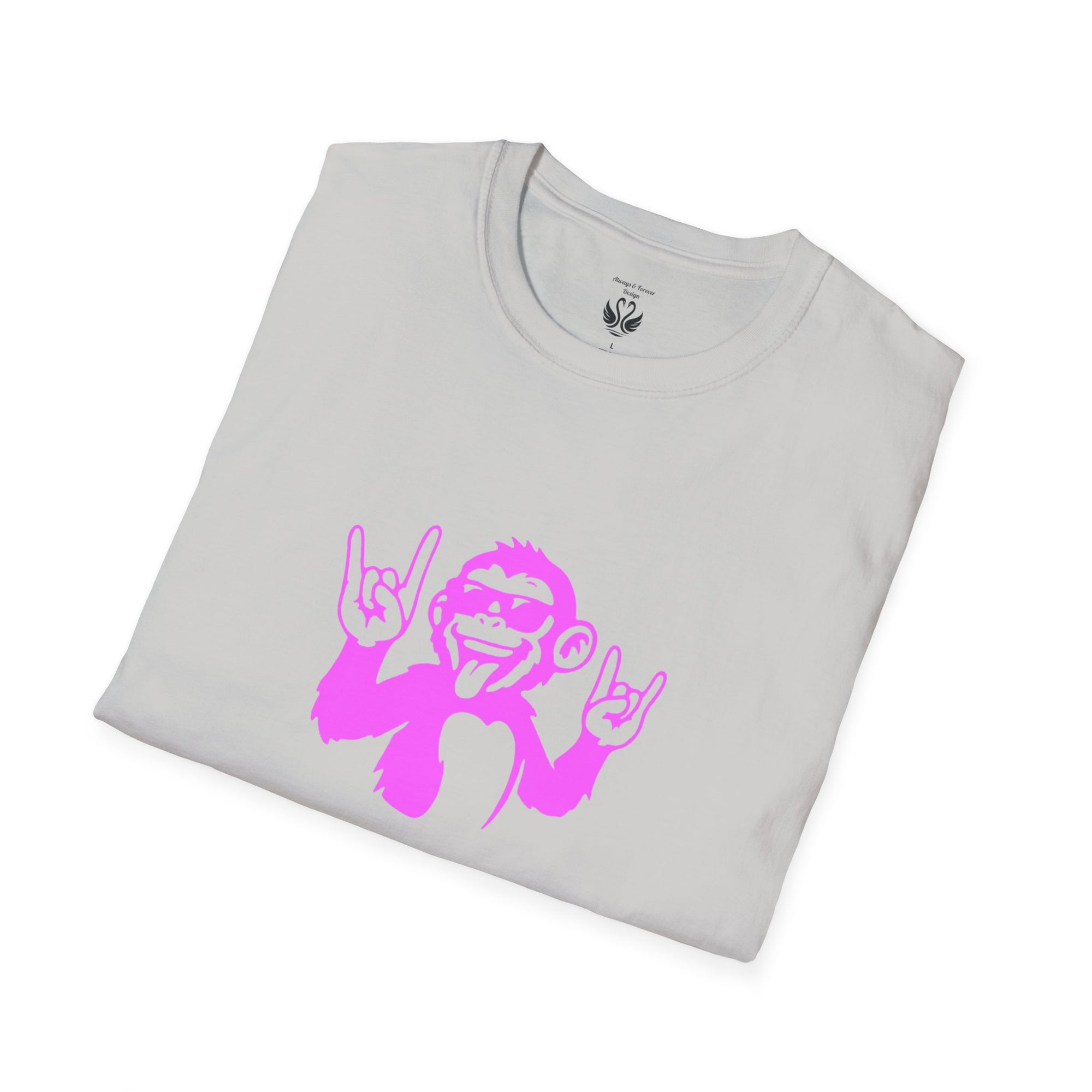 Rockin' Monkey Unisex Softstyle T-Shirt | Fun Graphic Tee | Great Gift for Music Lovers | Perfect for Parties & Casual Wear