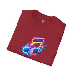 Musical Splash Unisex Softstyle T-Shirt | Gift for Music Lovers, Vibrant Art Tee, Trendy Music Shirt, Birthday Gift, Concert Wear