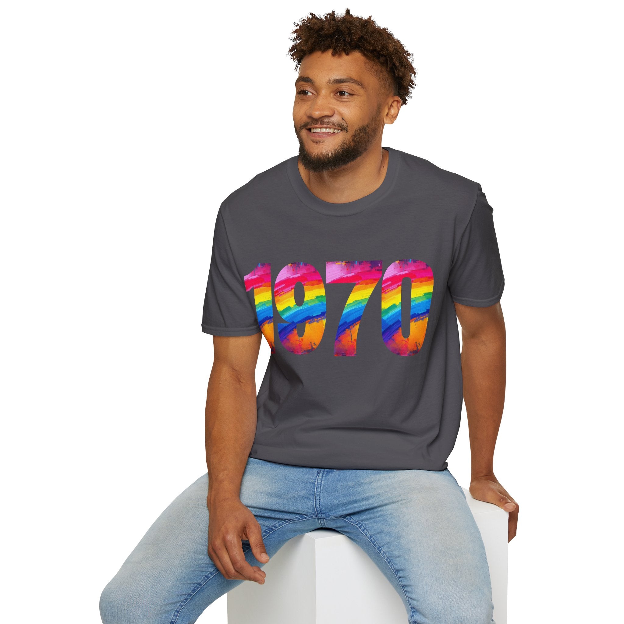 Retro 1970 Rainbow Unisex T-Shirt, Vintage Graphic Tee, LGBTQ Pride Apparel, Casual Streetwear, Gift Idea for Birthdays