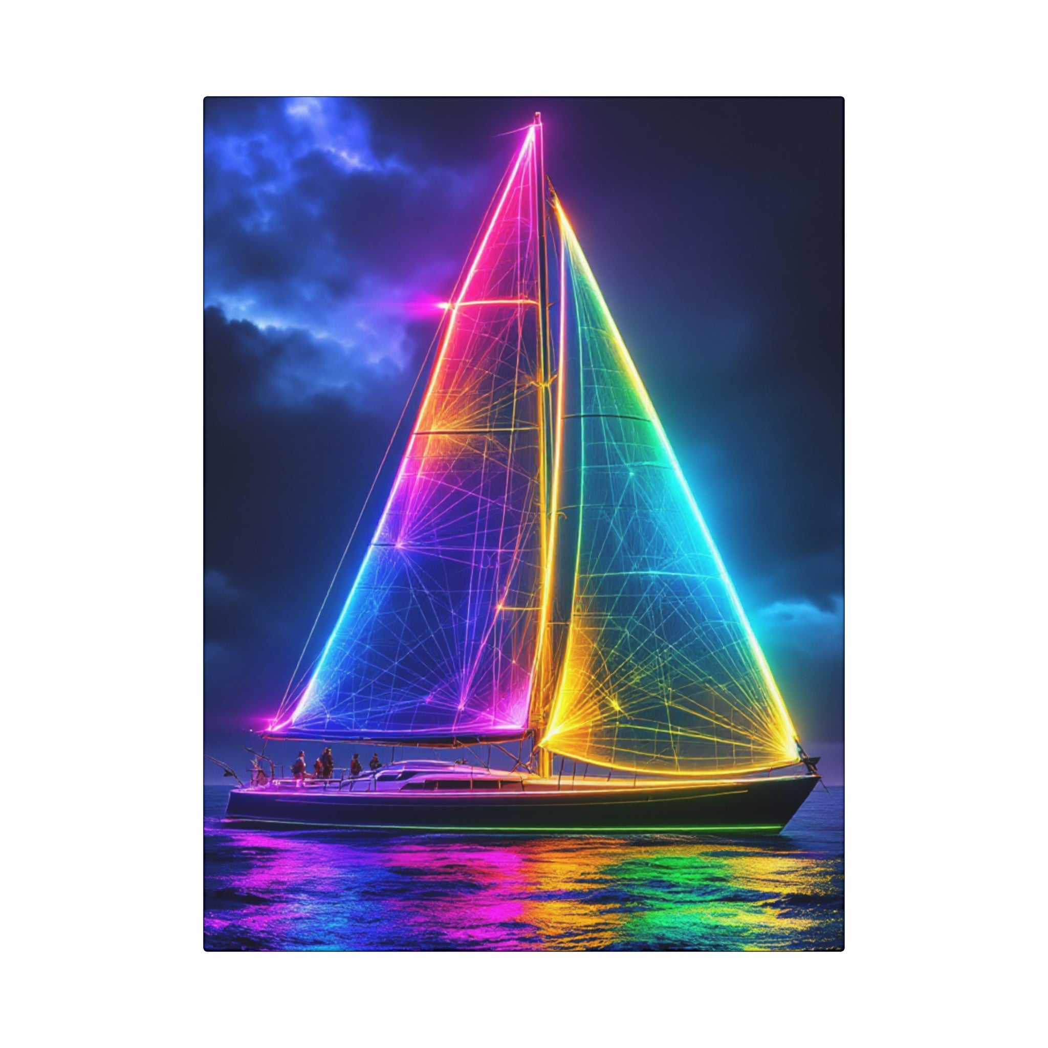 Colorful Sailboat Canvas Art Wraps, Nautical Home Decor, Rainbow Wall Art, Vibrant Ocean Print, Unique Gift Idea