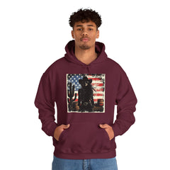 Western Cowboy Hoodie - Unisex Heavy Blend Sweatshirt, American Flag Design, Fashion Statement, Gift for Him, Cozy Apparel