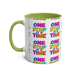 Motivational Two-Tone Coffee Mug - "One Step at a Time" - 11oz