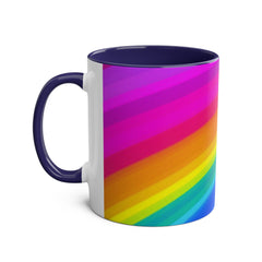 Vibrant Rainbow Two-Tone Coffee Mug - 11oz Colorful Drinkware