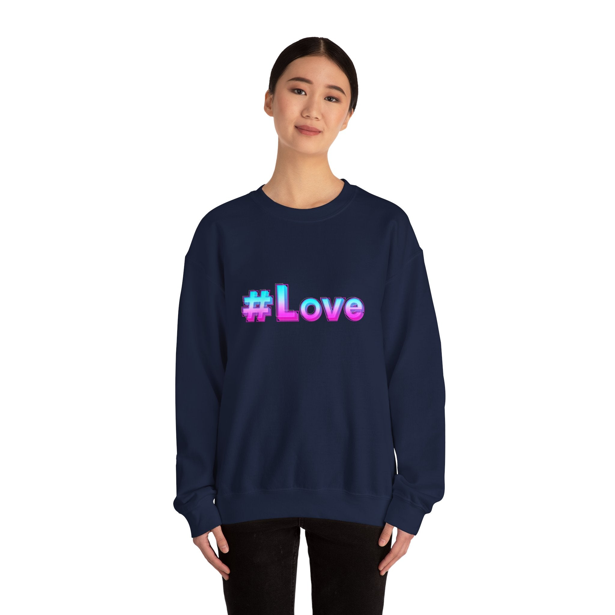 Colorful #Love Crewneck Sweatshirt for Cozy Vibes, Perfect Gift for Friends, Family, Valentine's Day, Everyday Wear, Casual Style