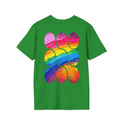 Vibrant Rainbow Softstyle T-Shirt, Unisex Pride Tee, LGBTQ+ Apparel, Colorful Casual Wear, Summer Festival Shirt