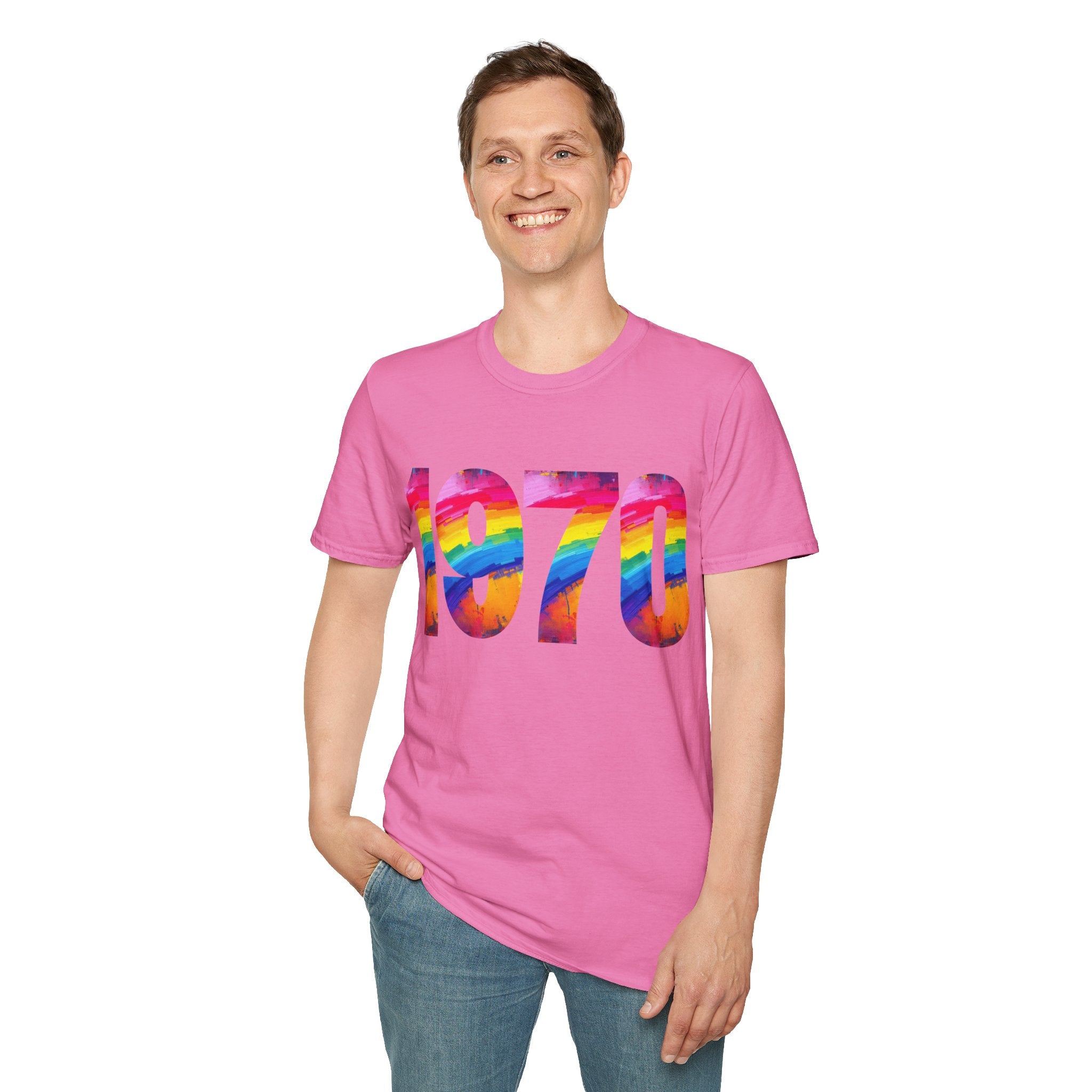 Retro 1970 Rainbow Unisex T-Shirt, Vintage Graphic Tee, LGBTQ Pride Apparel, Casual Streetwear, Gift Idea for Birthdays