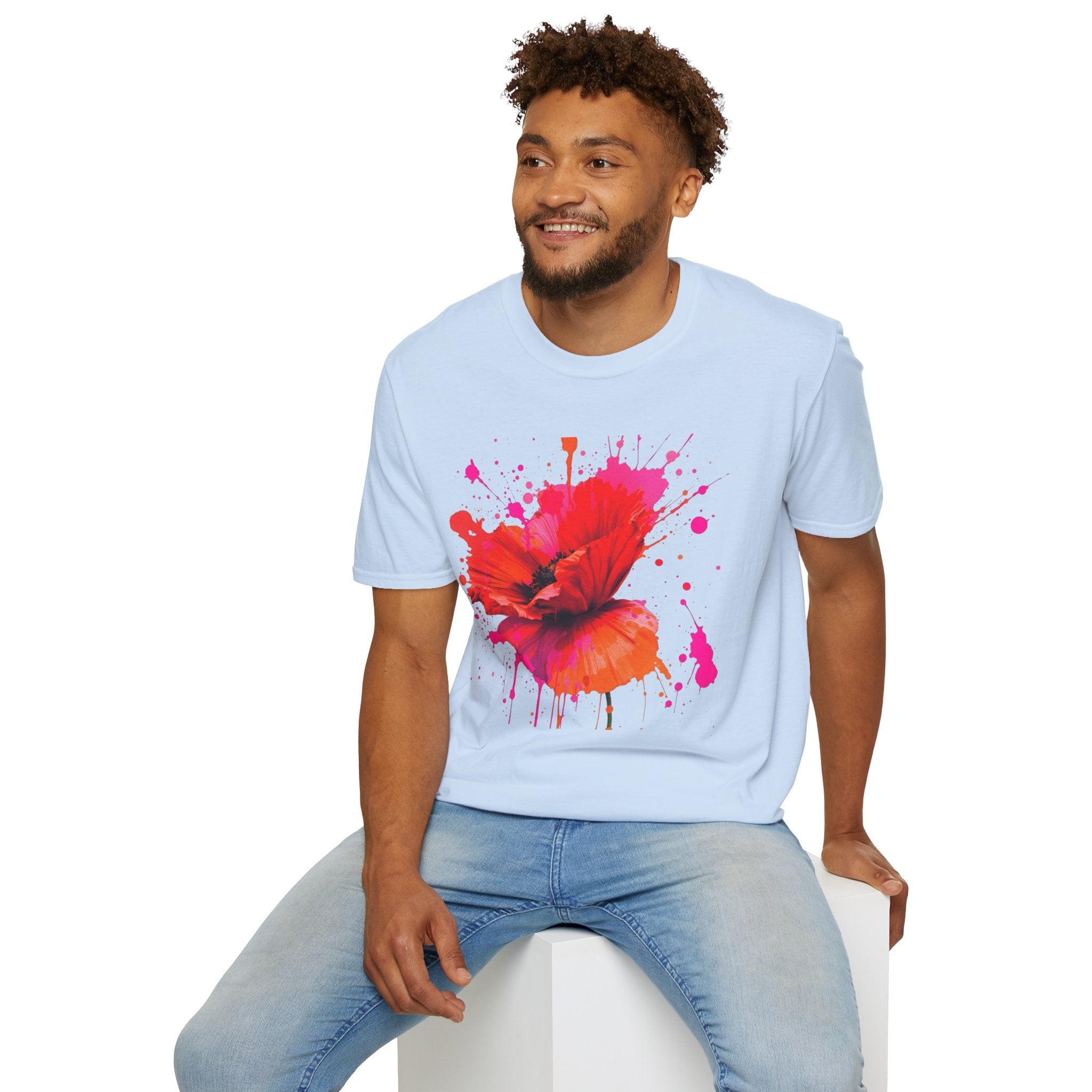 Vibrant Poppy Unisex T-Shirt, Colorful Art Tee, Summer Fashion, Gift for Nature Lovers, Casual Wear, Statement Piece