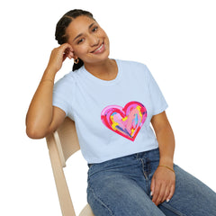 Heart Beat Unisex T-Shirt, Colorful Love Tee, Casual Graphic Tee, Gift for Friends, Valentine's Day Shirt