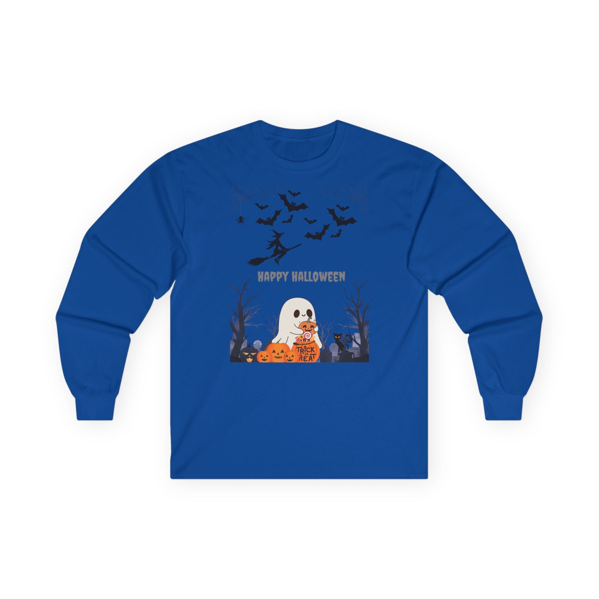 Halloween Long Sleeve Tee, Spooky Shirt, Fall Fashion, Ghost Tee, Pumpkin T-Shirt, Unisex Halloween Apparel
