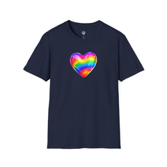 Rainbow Heart Unisex Softstyle T-Shirt, LGBTQ+ Pride Shirt, Colorful Heart Tee, Love Wins Tee, Gift for Him/Her