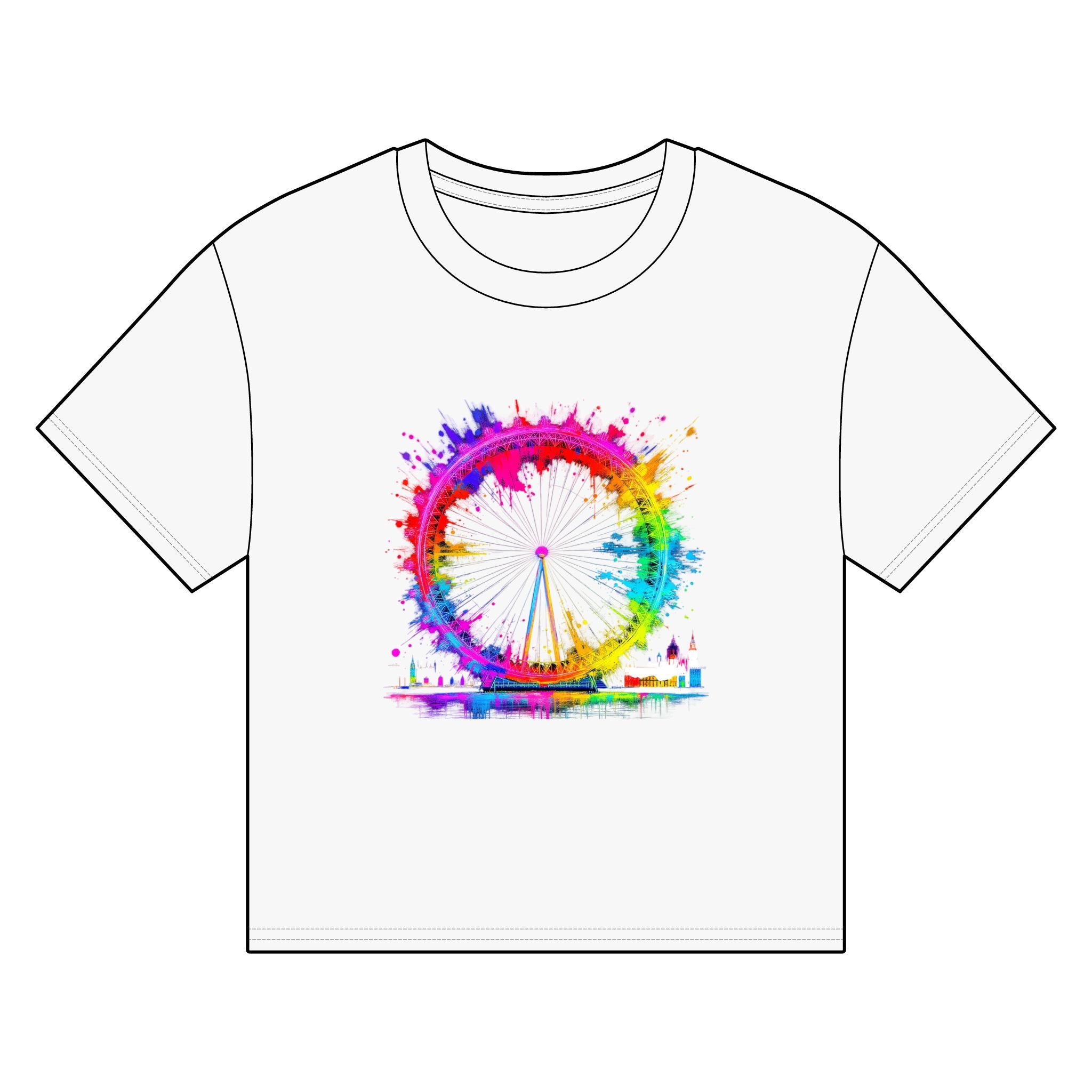 Colourful London Eye Women's Organic Boxy T-shirt, Vibrant Tee, Eco-friendly Top,