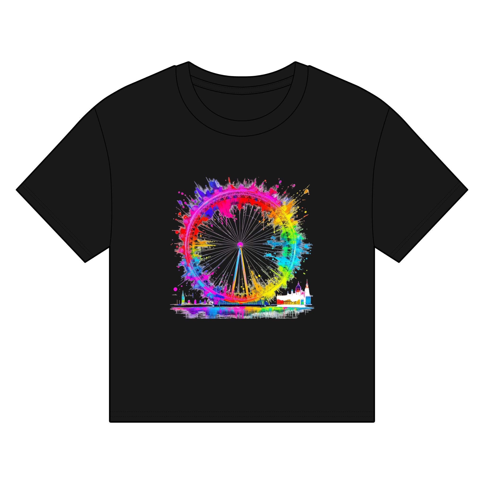 Colourful London Eye Women's Organic Boxy T-shirt, Vibrant Tee, Eco-friendly Top,