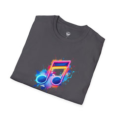 Musical Splash Unisex Softstyle T-Shirt | Gift for Music Lovers, Vibrant Art Tee, Trendy Music Shirt, Birthday Gift, Concert Wear