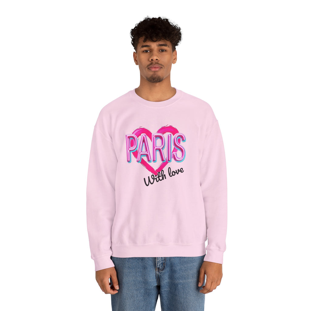 Paris Love Crewneck Sweatshirt, Gift for Her, Cozy Fashion, Travel Souvenir, Valentine's Day, Casual Style