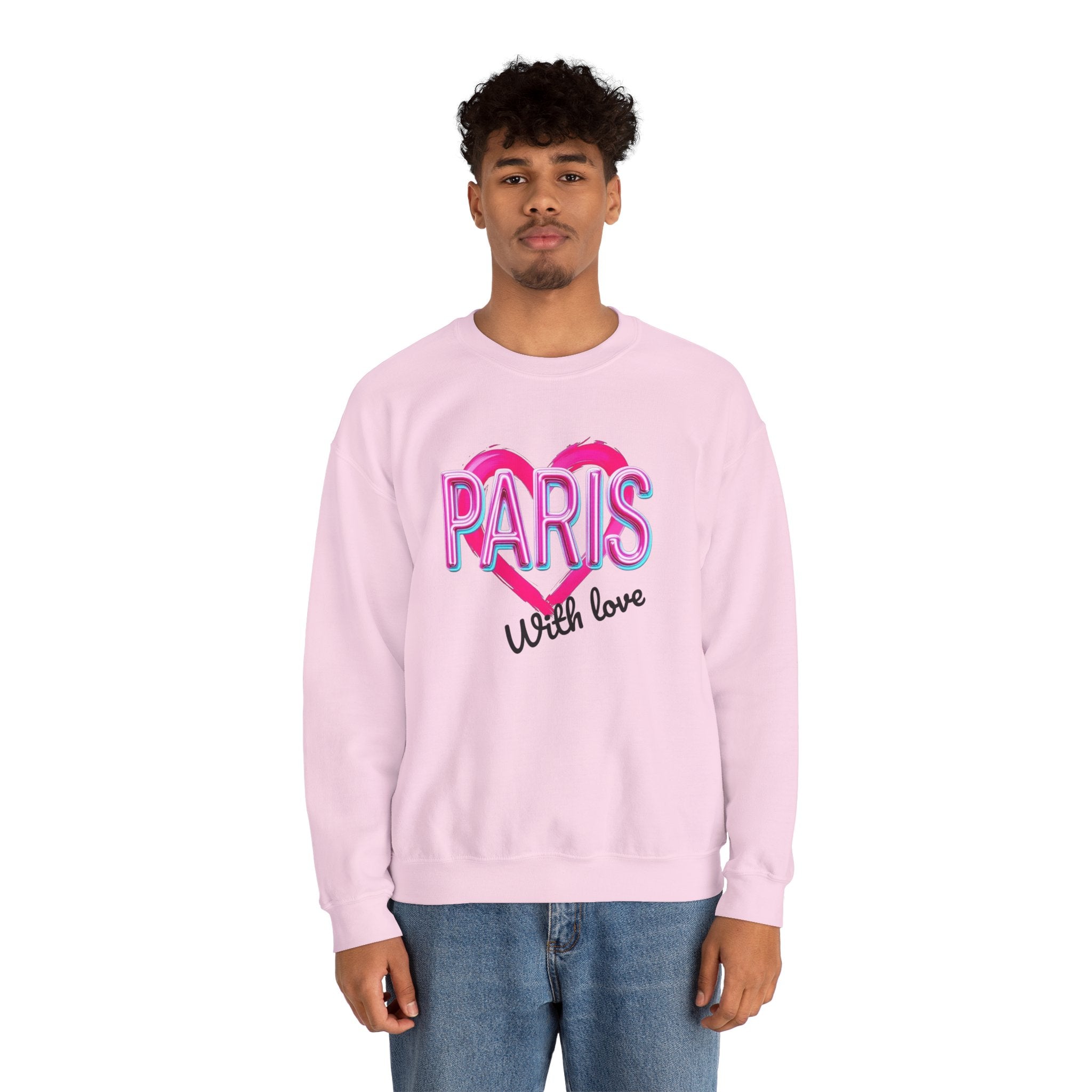 Paris Love Crewneck Sweatshirt, Gift for Her, Cozy Fashion, Travel Souvenir, Valentine's Day, Casual Style