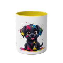 Colorful Puppy Two-Tone Coffee Mug | Cute Dog Lover Gift | Pet-Themed Kitchenware | Birthday Mug | Vibrant Print