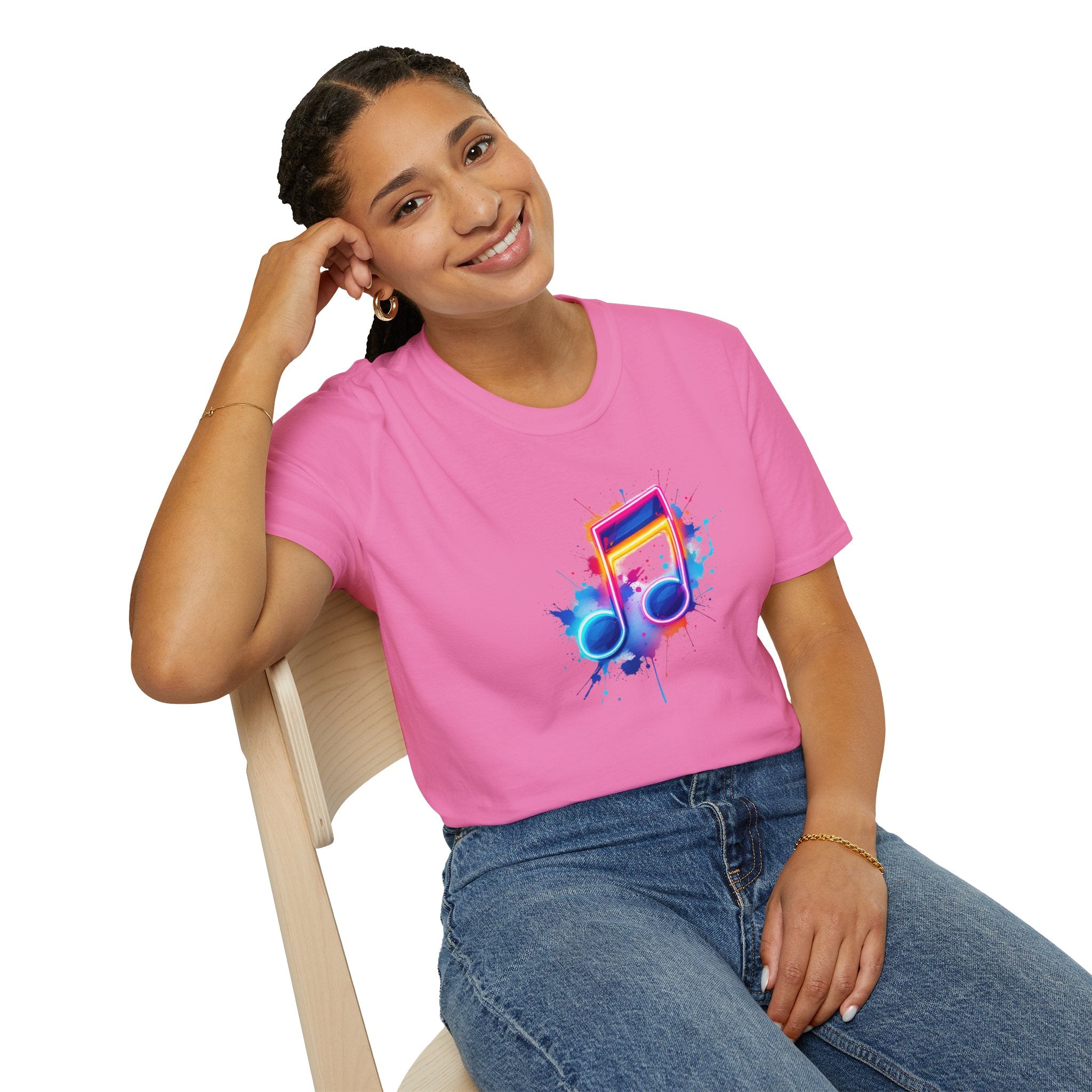 Musical Splash Unisex Softstyle T-Shirt | Gift for Music Lovers, Vibrant Art Tee, Trendy Music Shirt, Birthday Gift, Concert Wear