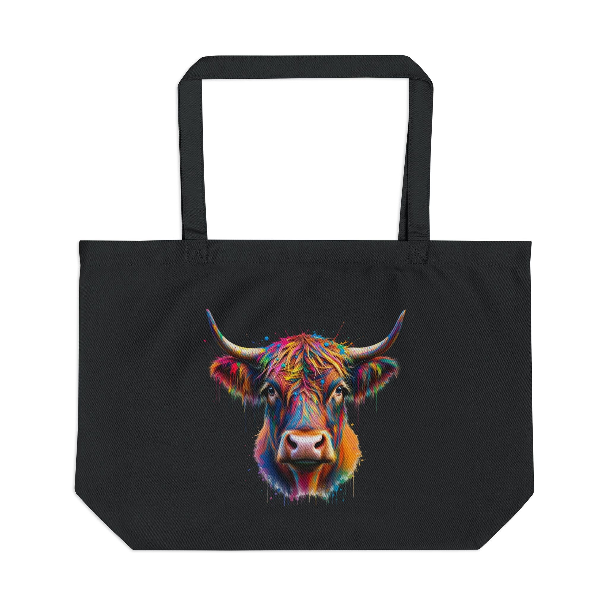 Colorful Cow Large Eco Tote - Reusable Shopping Bag for Animal Lovers